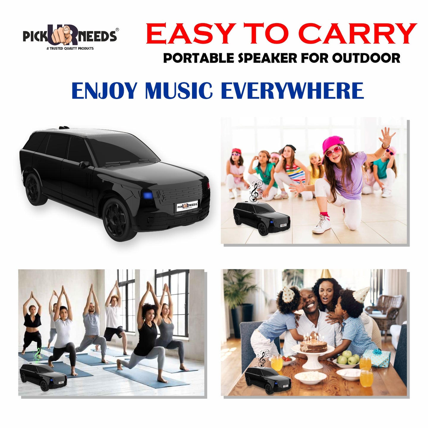 Pick Ur Needs Car Design Wireless Speaker USB / TF Card / FM Support RGB Light 1200mAh Battery 10 W Bluetooth Speaker